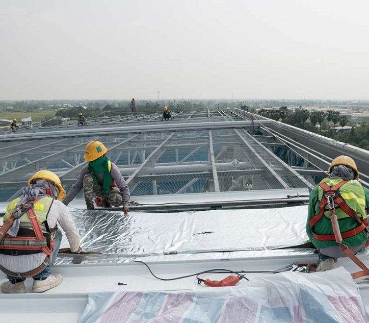 commercial roof repair team